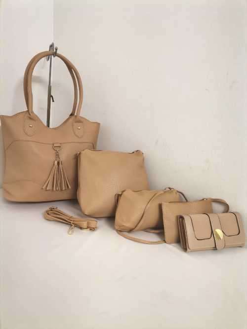 Ladies stunning 5 pieces cream handbag