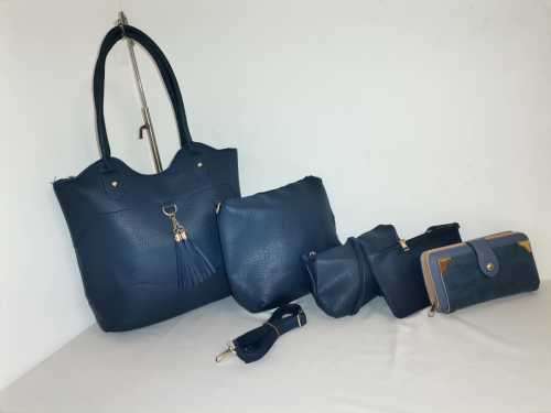 Ladies stunning 5 pieces handbags blue