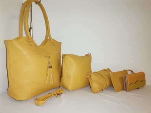 NEW STUNNING 5 PEICE HANDBAG SET YELLOW