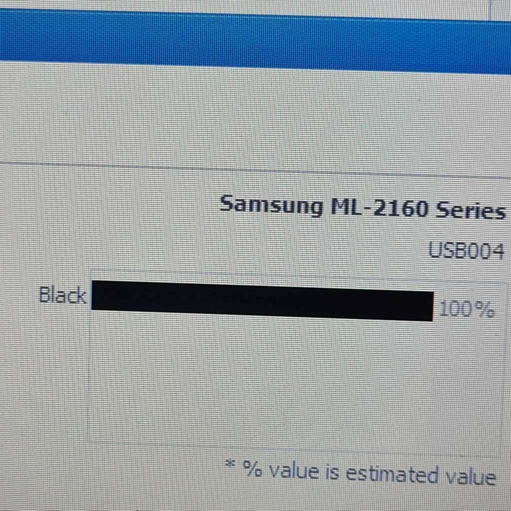 Printer with brand new toner (toner level  100%)