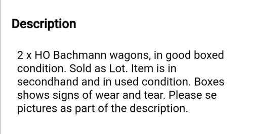 HO Bachmann wagons