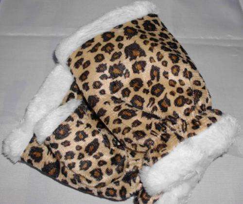 ANIMAL PRINT FUR LINED FINGERLESS GLOVES