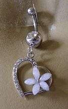 PRETTY HEART WITH FLOWER  BELLYRING