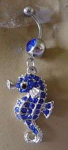 PRETTY  BLUE SEAHORSE BELLYRING
