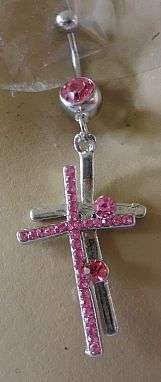 PINK DOUBLE CROSS BELLYRING