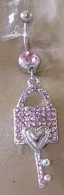 PRETTY PINK LOCK & KEY BELLYRING