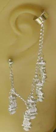 EAR CUFF WITH OWLS AND CHAIN