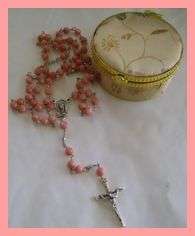 Catholic Rosary in Round Trinket Box