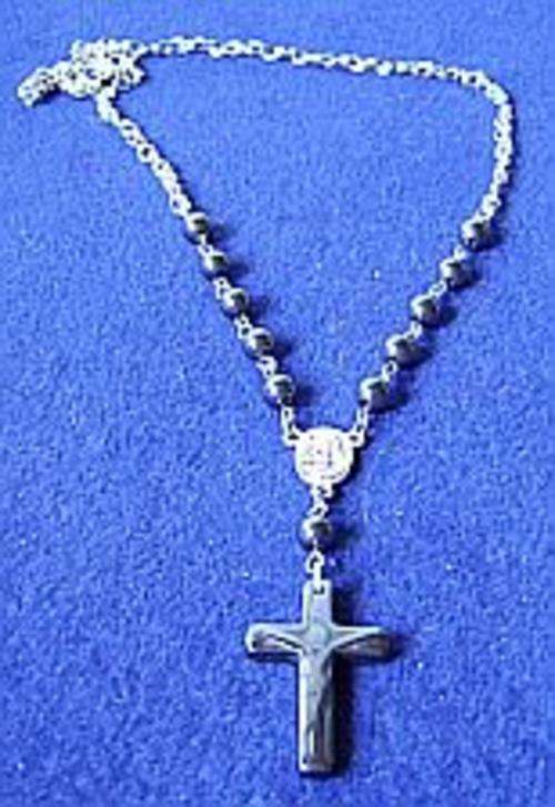 HEMATITE ROSARY NECKLACE