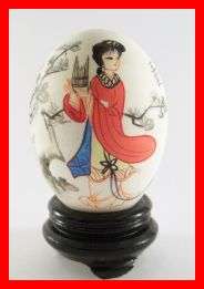 BEAUTIFUL ORIENTAL HAND PAINTED EGG ON STAND