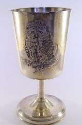 SILVER PLATED GOBLET WITH OWL ENGRAVING