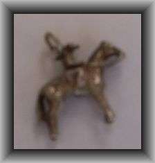 VINTAGE SILVER JOCKEY ON HORSE CHARM
