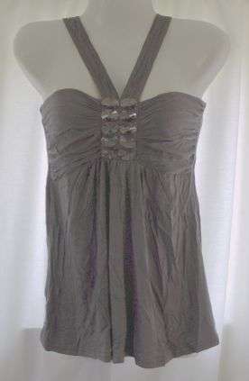 PRETTY GREY TOP WITH RHINESTONES