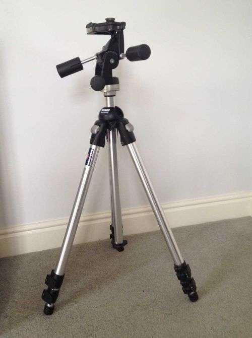 ** BUY ME ** Manfrotto 055 PRO (Silver) Tripod AND 329 three way head (With bag)