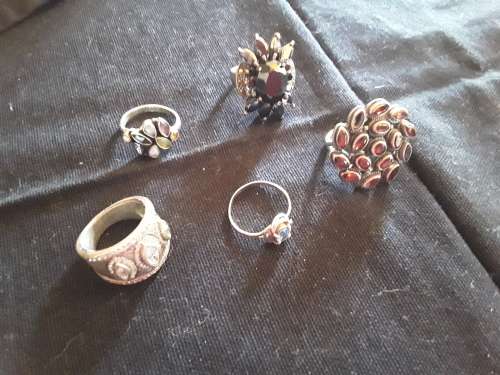 Scrap silver rings with stones