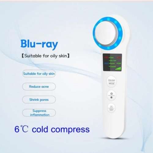 Hot Cold Face Skin Care Device LED Massager Iontophoresis Facial Beauty Instrument Skincare Tool