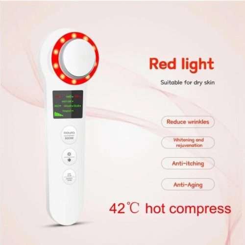 Hot Cold Face Skin Care Device LED Massager Iontophoresis Facial Beauty Instrument Skincare Tool