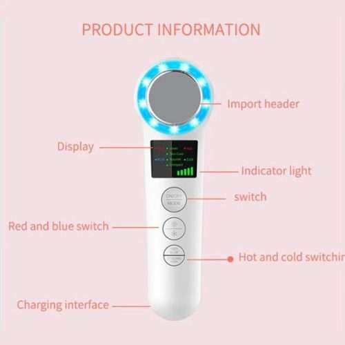 Hot Cold Face Skin Care Device LED Massager Iontophoresis Facial Beauty Instrument Skincare Tool