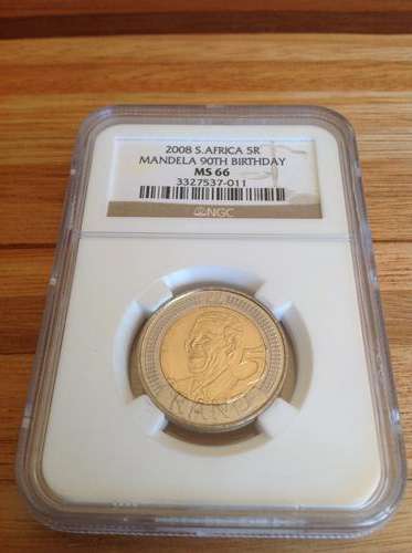 R5 MS 66 2008 slabbed Mandela coin
