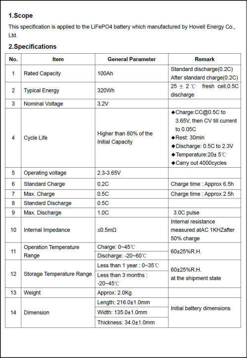 LiFePo4 3.2V 100AH Cells