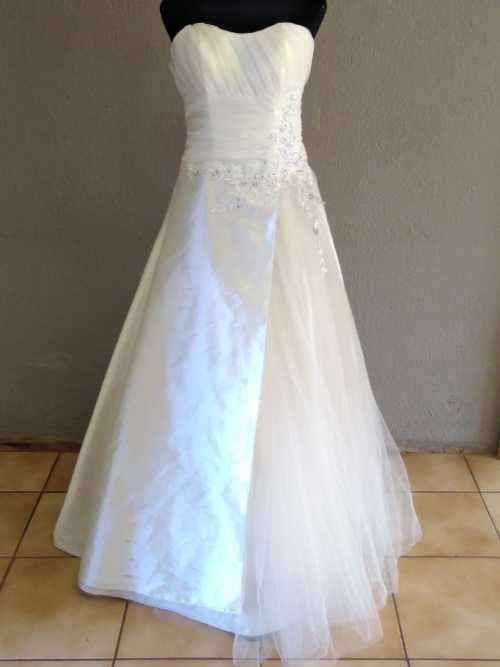 Wedding Dress Off-white satin & mesh detail