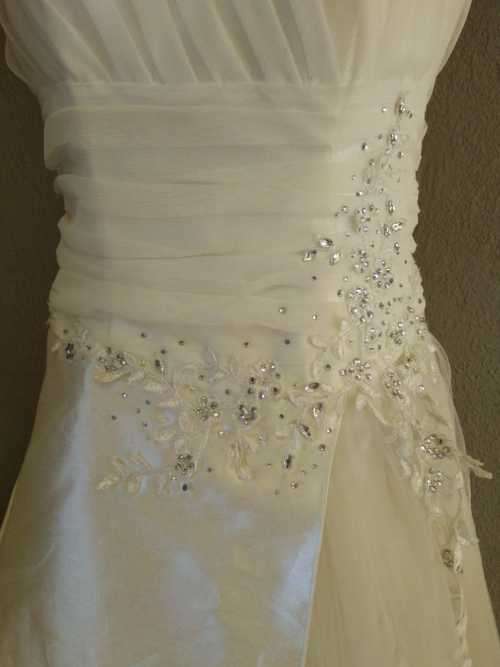 Wedding Dress Off-white satin & mesh detail