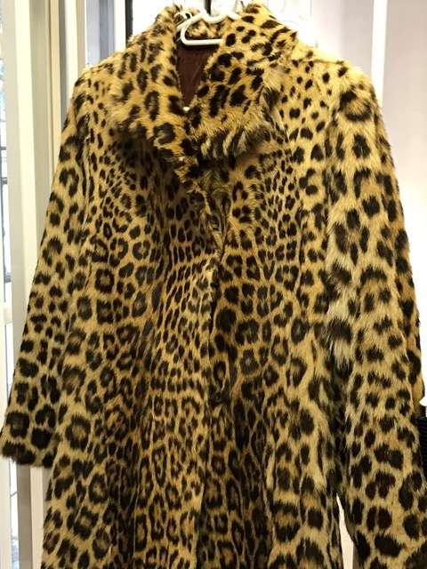 VINTAGE  GENUINE LEOPARD  SKIN LONG  COAT