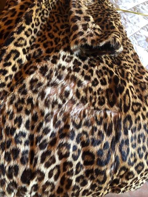 VINTAGE  GENUINE LEOPARD  SKIN LONG  COAT