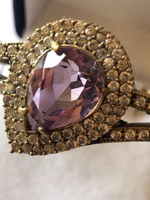 STUNNING UNIQUE VINTAGE STERLING SILVER LARGE AMETHYST BANGLE