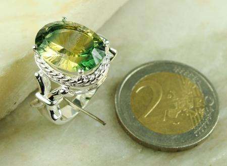 LOVELY GREEN MYSTIC TOPAZ 925 SILVER RING SIZE 8