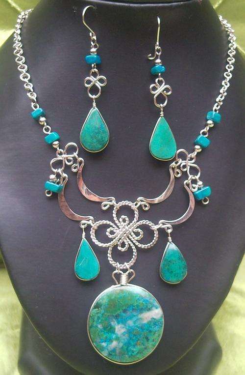 FABULOUS BLUE GREEN CHRYSOCOLLA JEWELRY SET