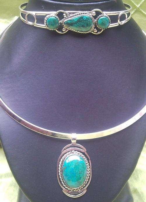FABULOUS BLUE GREEN CHRYSOCOLLA JEWELRY SET