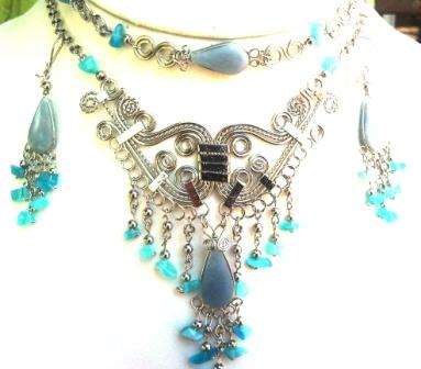 **STOCK CLEARANCE LAST ONE EVER** PERUVIAN BLUE CELESTINE 3 PIECE JEWELRY SET