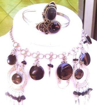 **STOCK CLEARANCE LAST ONE EVER** PERUVIAN BLACK OBSIDIAN 4 PIECE JEWELRY SET