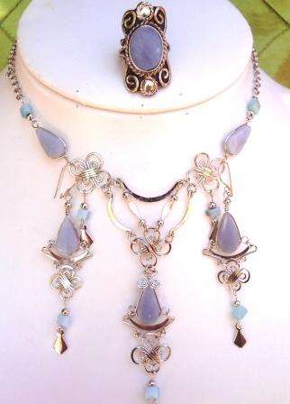 **STOCK CLEARANCE LAST ONE EVER** PERUVIAN BLUE CELESTINE 3 PIECE JEWELRY SET