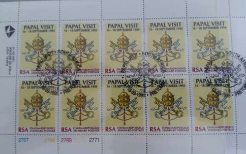 South Africa Papal Visit 1995 Miniature Sheet Stamped