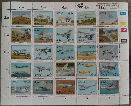 1993 Aviation in South Africa Sheet of 25
