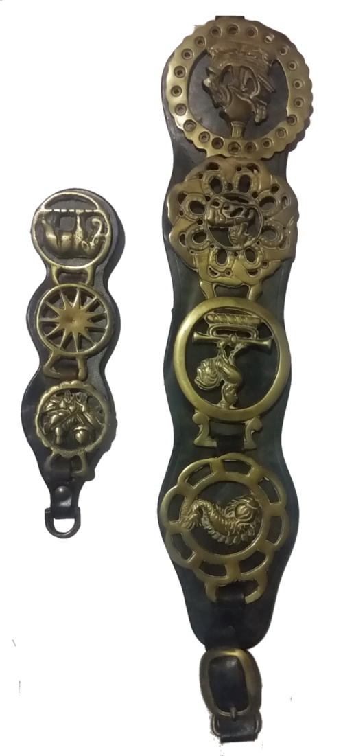 Collectors Solid Horse Brass Badges on Strap x 2 (bid for all)