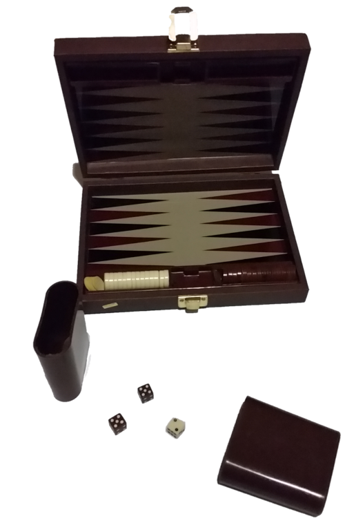 Old Backgammon Leather Case Magnetic Boardgame