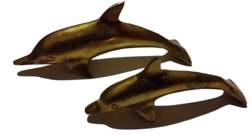 Pair Solid Brass Dolphins