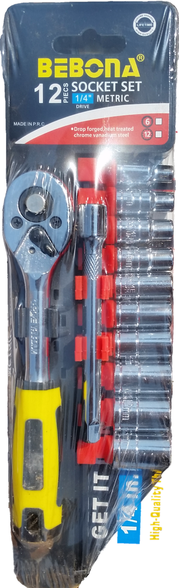 1/4" - 12 piece Socket Set (Chrome Vanadium) - BEBONA