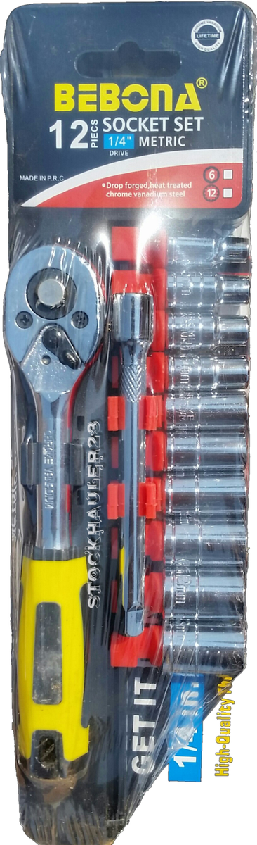 1/4" - 12 piece Socket Set (Chrome Vanadium) - BEBONA