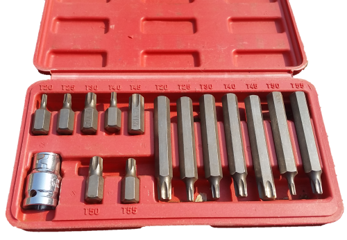 15 Piece 1/2" Torx Torque Bit Set