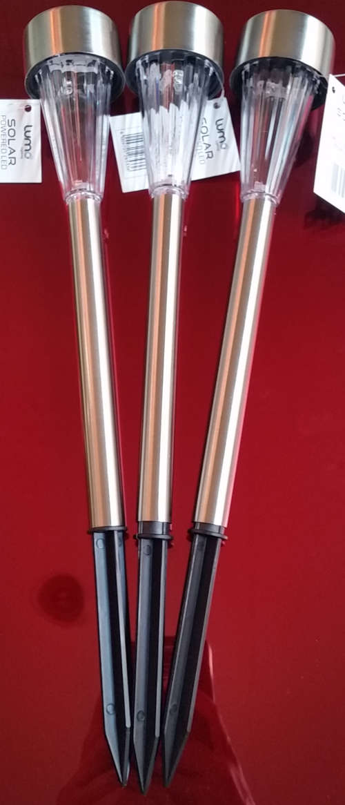 10 Piece Stainless Steel Slim Garden Solar Lamps