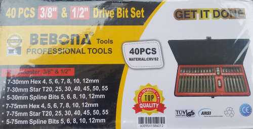 Bebona 40 Piece 3/8" and 1/2" Drive Bit Set