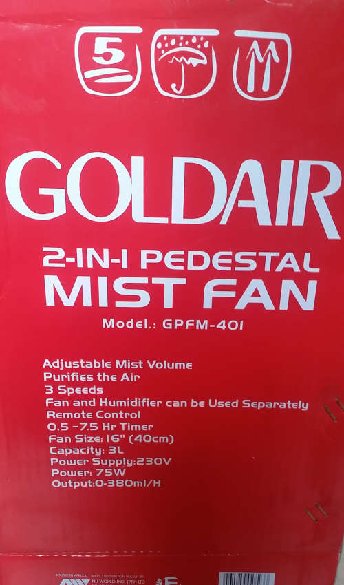 GOLDAIR 2 in 1 Pedestal Mist Fan - GPFM401