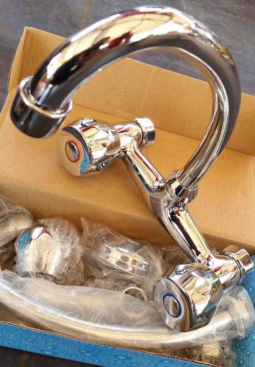 Wall Mounted Kitchen Mixer Sink Tap/Faucets (High Quality - Chrome Plated)