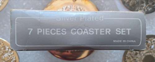 7 Piece Silver Plated Coaster Set