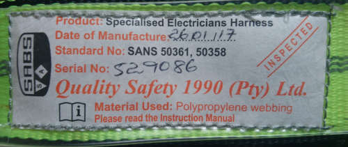 Specialised Electricians Full Body Harness