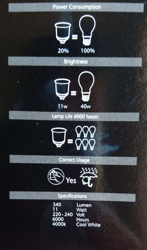 Gu10 Aluminium Based Cool White Energy Saver Downlight Bulbs (1 bid for 10 bulbs)